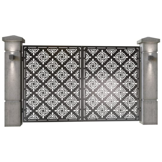 Poarta auto mica batanta din tabla decupata (traforata CNC) cu plasma, model Cairo,  SM CIR04, 3000 x 1940 mm, Negru