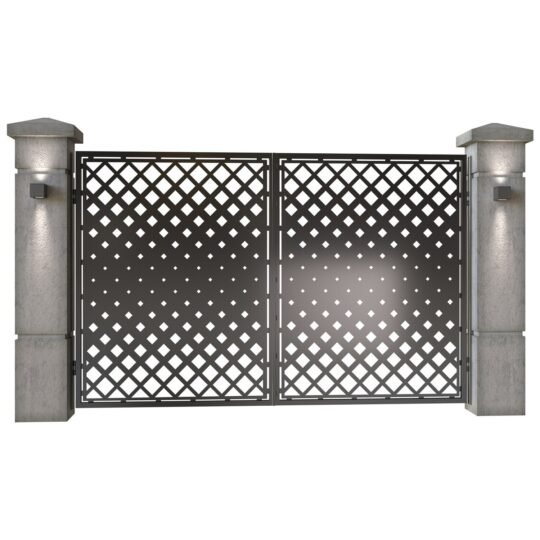 Poarta auto mica batanta din tabla decupata (traforata CNC) cu plasma, model Rumba, SM RMB04, 3000 x 1940 mm, Negru