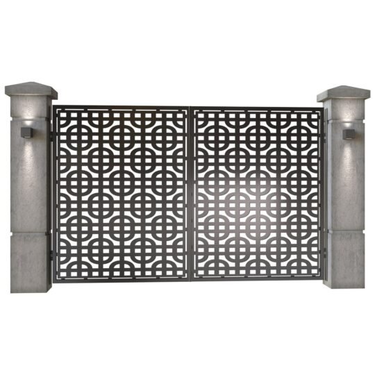 Poarta auto mica batanta din tabla decupata (traforata CNC) cu plasma, model Toronto, SM TRT04, 3000 x 1940 mm, Negru