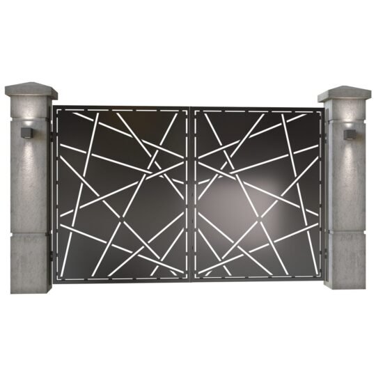 Poarta auto mica batanta din tabla decupata (traforata CNC) cu plasma, model Verona, SM VRN04, 3000 x 1940 mm, Negru