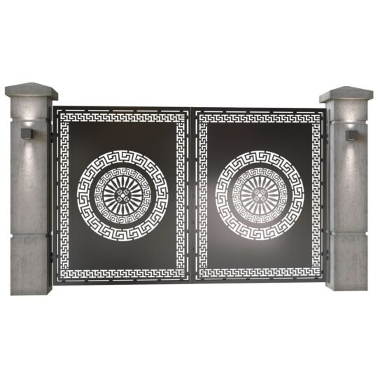 Poarta auto mica batanta din tabla decupata (traforata CNC) cu plasma, model Versus, SM VRS04, 3000 x 1940 mm, Negru