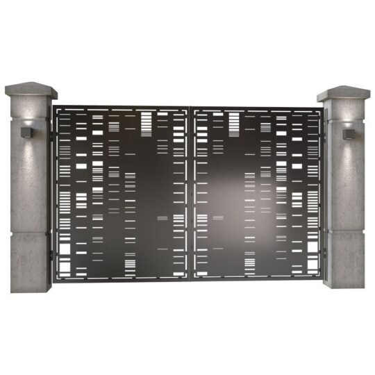 Poarta auto mica batanta din tabla decupata (traforata CNC) cu plasma, model Vertical, SM VRT04, 3000 x 1940 mm, Negru