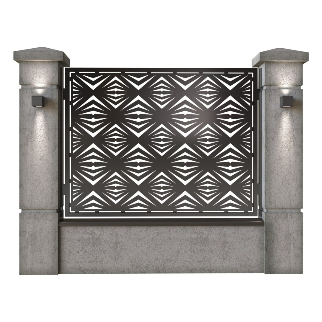 Panou de gard mare din tabla decupata (traforata) CNC cu plasma, model Maldives, SM MLD03, 1940 x 1500 mm, Negru