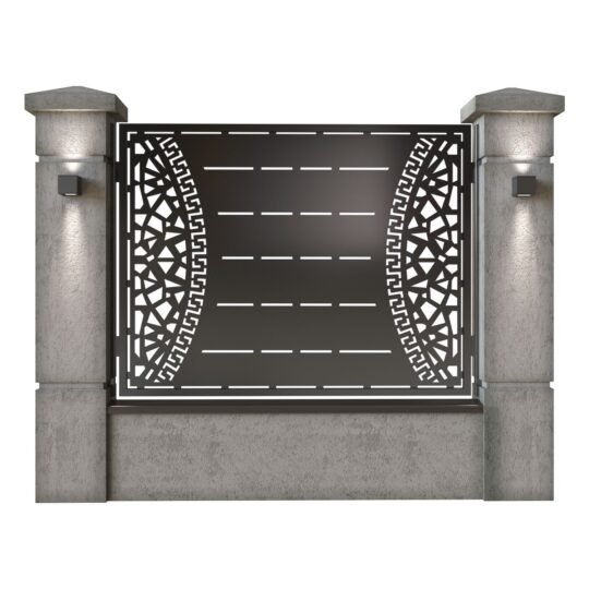 Panou de gard mare din tabla decupata (traforata) CNC cu plasma, model Milano, SM MNL03, 1940 x 1500 mm, Negru