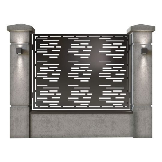 Panou de gard mare din tabla decupata (traforata) CNC cu plasma, model Minimal, SM MNM03, 1940 x 1500 mm, Negru