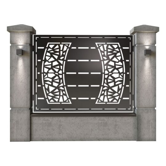 Panou de gard mare din tabla decupata (traforata) CNC cu plasma, model Neo, SM NEO03, 1940 x 1500 mm, Negru
