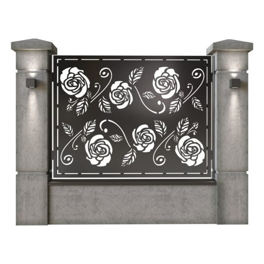 Panou de gard mare din tabla decupata (traforata) CNC cu plasma, model Nostalgia, SM NST03, 1940 x 1500 mm, Negru