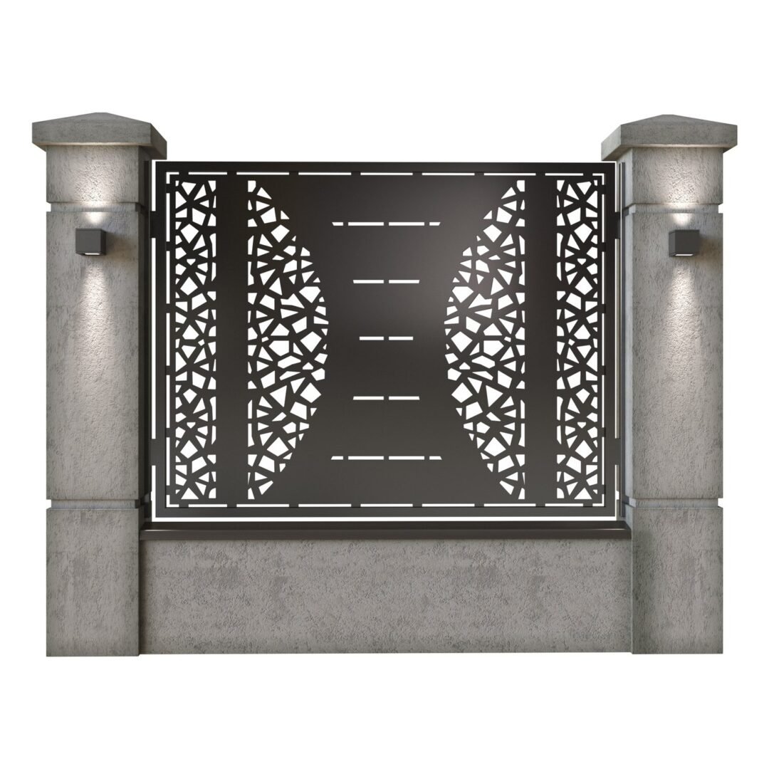 Panou de gard mare din tabla decupata (traforata) CNC cu plasma, model Primo, SM PRM03, 1940 x 1500 mm, Negru