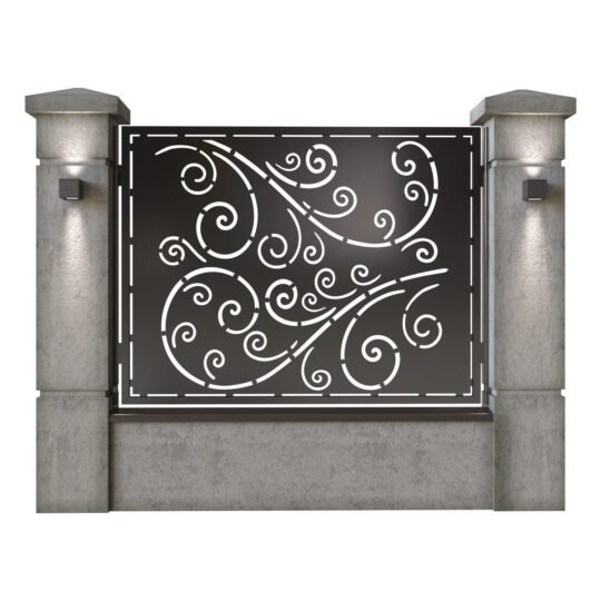Panou de gard mare din tabla decupata (traforata) CNC cu plasma, model Sofia, SM SOF03, 1940 x 1500 mm, Negru