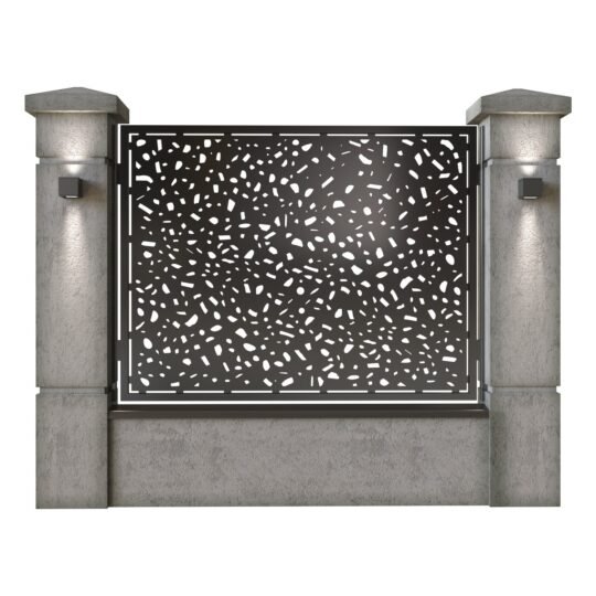Panou de gard mare din tabla decupata (traforata) CNC cu plasma, model Stone, SM STN03, 1940 x 1500 mm, Negru