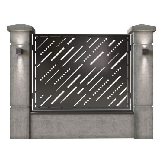 Panou de gard mare din tabla decupata (traforata) CNC cu plasma, model Tokyo, SM TKO03, 1940 x 1500 mm, Negru