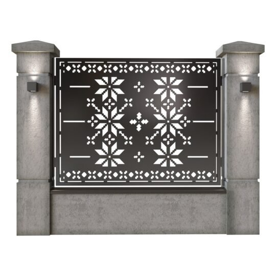 Panou de gard mare din tabla decupata (traforata) CNC cu plasma, model Traditional, SM TRD03, 1940 x 1500 mm, Negru