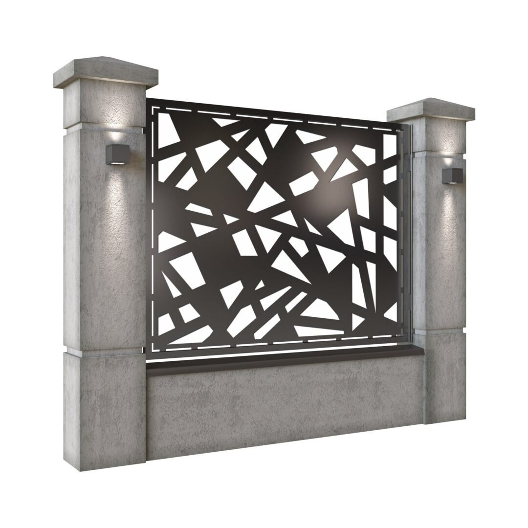 Panou de gard mare din tabla decupata (traforata) CNC cu plasma, model Urban, SM URB03, 1940 x 1500 mm, Negru - imagine 2