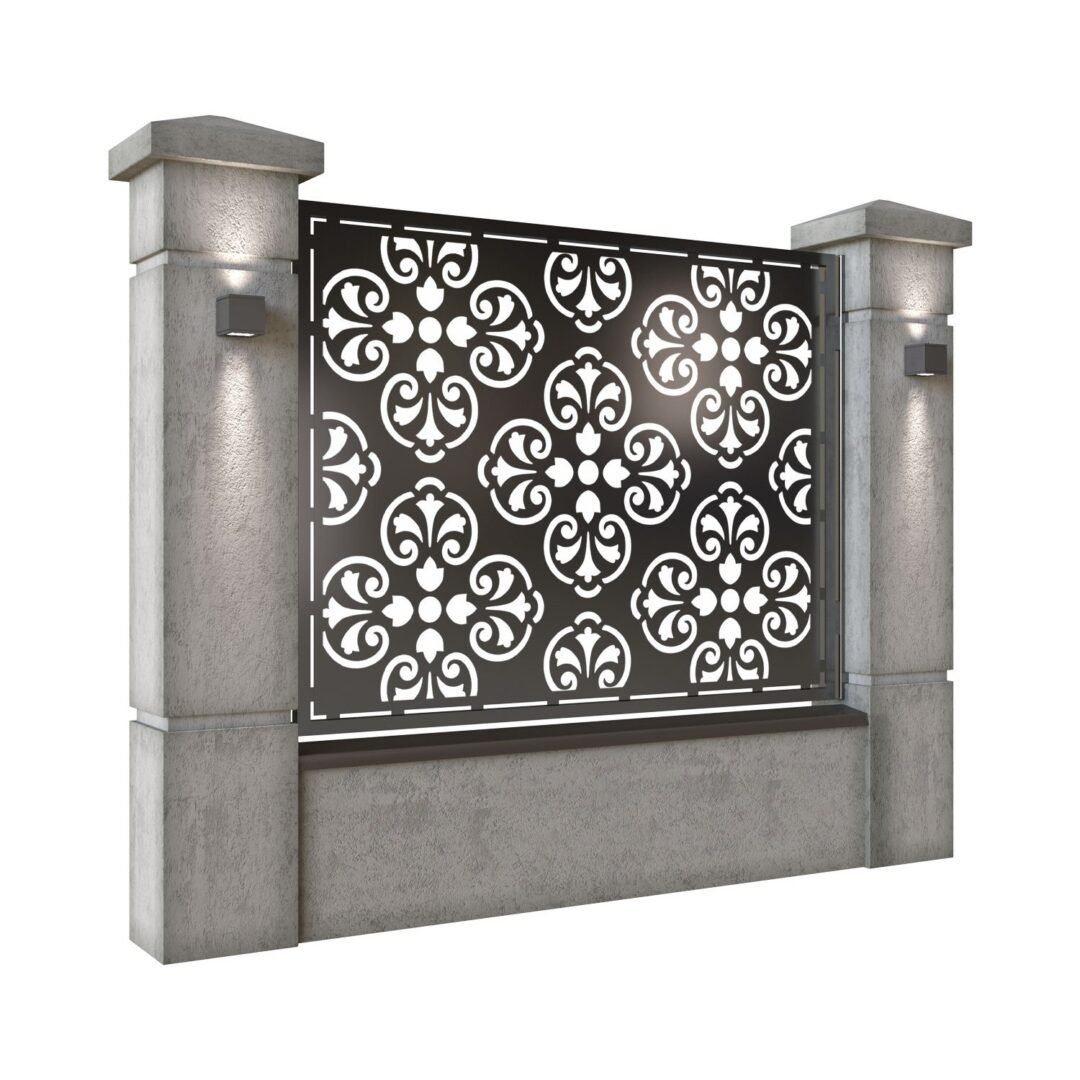 Panou de gard mare din tabla decupata (traforata) CNC cu plasma, model Vega, SM VEGA03, 1940 x 1500 mm, Negru - imagine 2