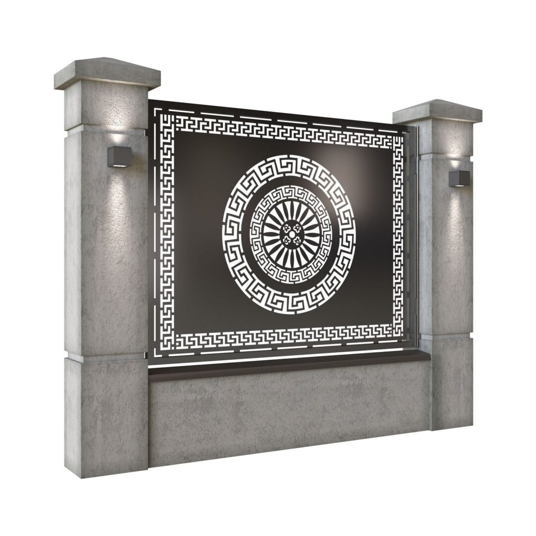 Panou de gard mare din tabla decupata (traforata) CNC cu plasma, model Versus, SM VRSA03, 1940 x 1500 mm, Negru - imagine 2