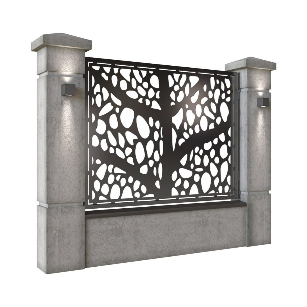 Panou de gard mare din tabla decupata (traforata) CNC cu plasma, model Vogue, SM VOG03, 1940 x 1500 mm, Negru - imagine 2