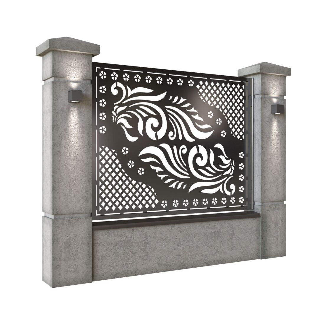 Panou de gard mare din tabla decupata (traforata) CNC cu plasma, model Balkan, SM BLK03, 1940 x 1500 mm, Negru - imagine 2