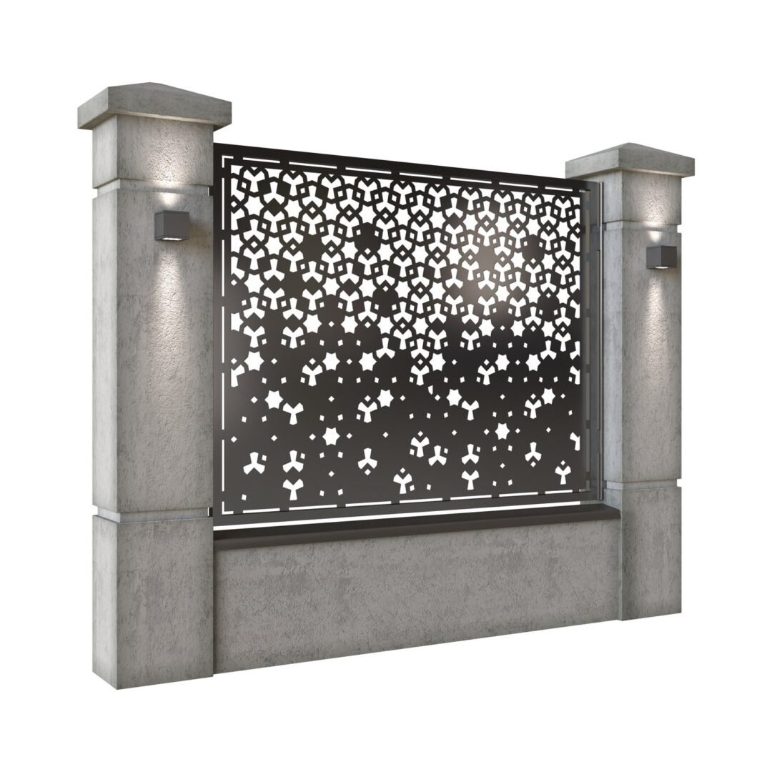 Panou de gard mare din tabla decupata (traforata) CNC cu plasma, model Zara, SM ZRA03, 1940 x 1500 mm, Negru - imagine 2