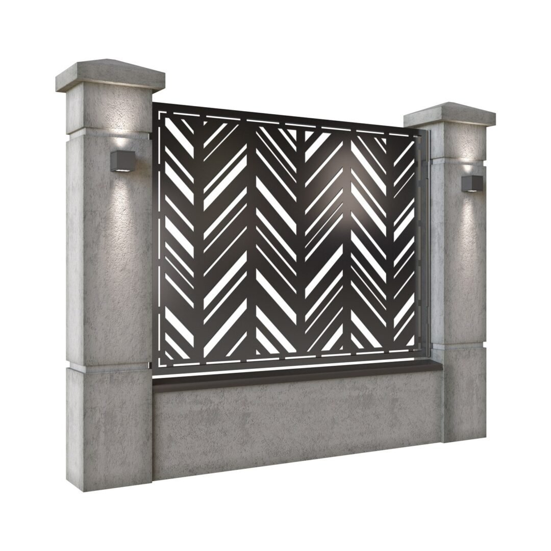 Panou de gard mare din tabla decupata (traforata) CNC cu plasma, model Zig Zag, SM ZZG03, 1940 x 1500 mm, Negru - imagine 2