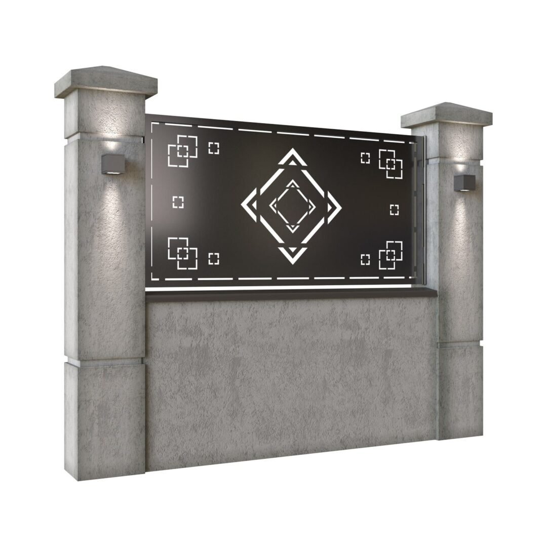Panou de gard mic din tabla decupata (traforata) CNC cu plasma, model Amalfi, SM AMF02, 1940 x 990 mm, Negru - imagine 2