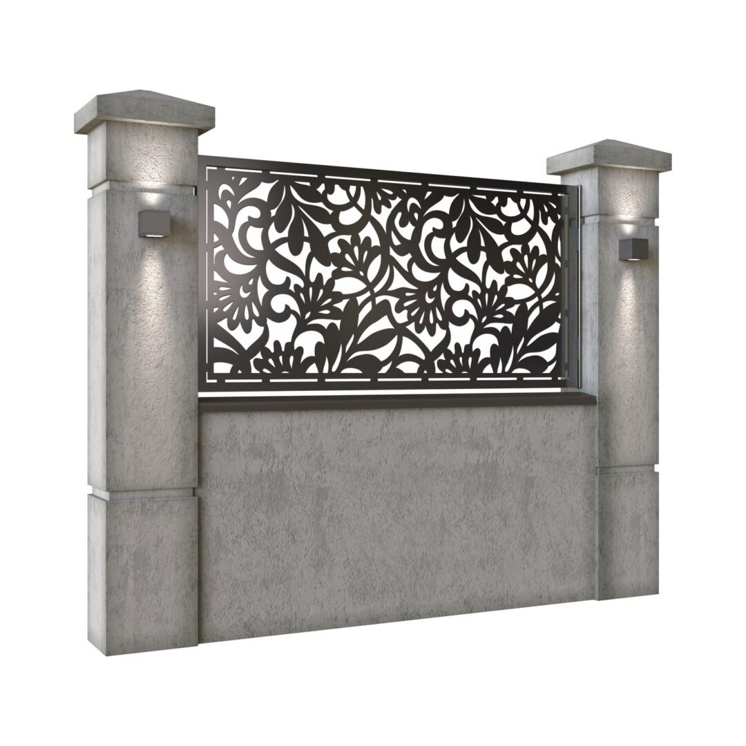 Panou de gard mic din tabla decupata (traforata) CNC cu plasma, model Bali, SM BLI02, 1940 x 990  mm, Negru - imagine 2