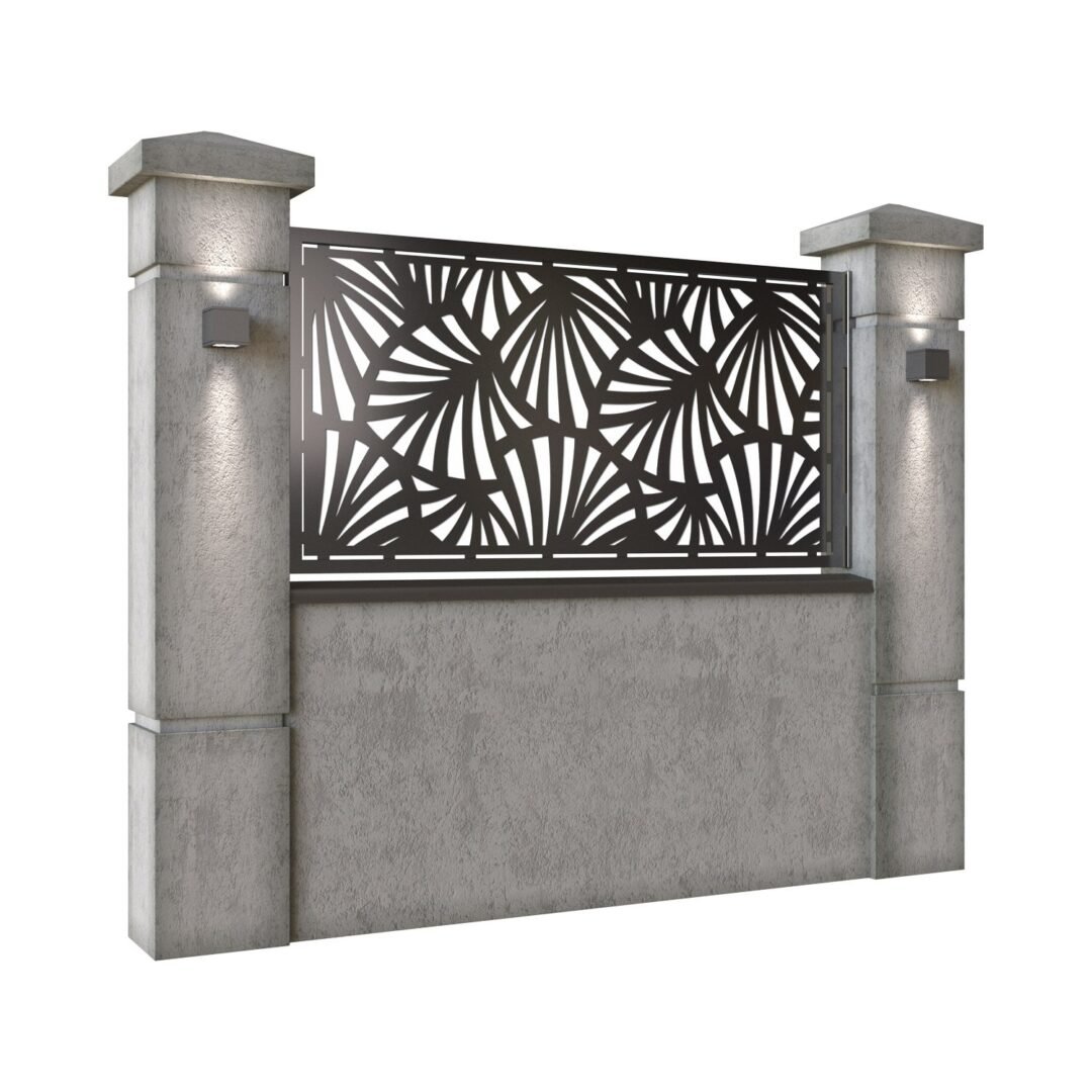 Panou de gard mic din tabla decupata (traforata) CNC cu plasma, model Beijing, SM BEI02, 1940 x 990 mm, Negru - imagine 2