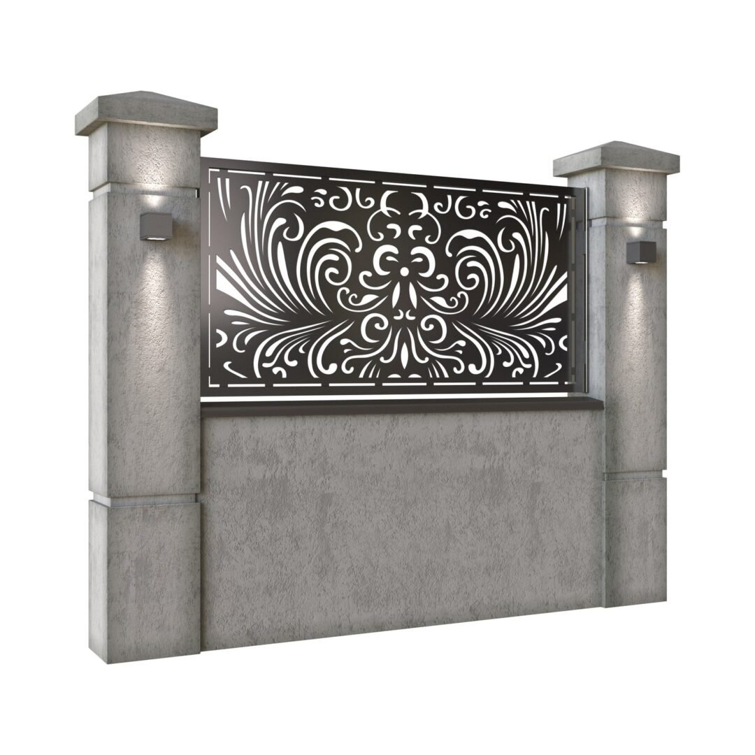 Panou de gard mic din tabla decupata (traforata) CNC cu plasma, model Best, SM BST02, 1940 x 990  mm, Negru - imagine 2