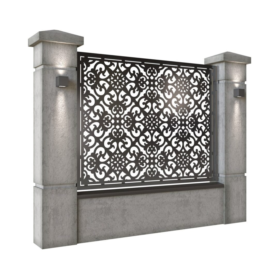 Panou de gard mare din tabla decupata (traforata) CNC cu plasma, model Bella, SM BLA03, 1940 x 1500 mm, Negru - imagine 2