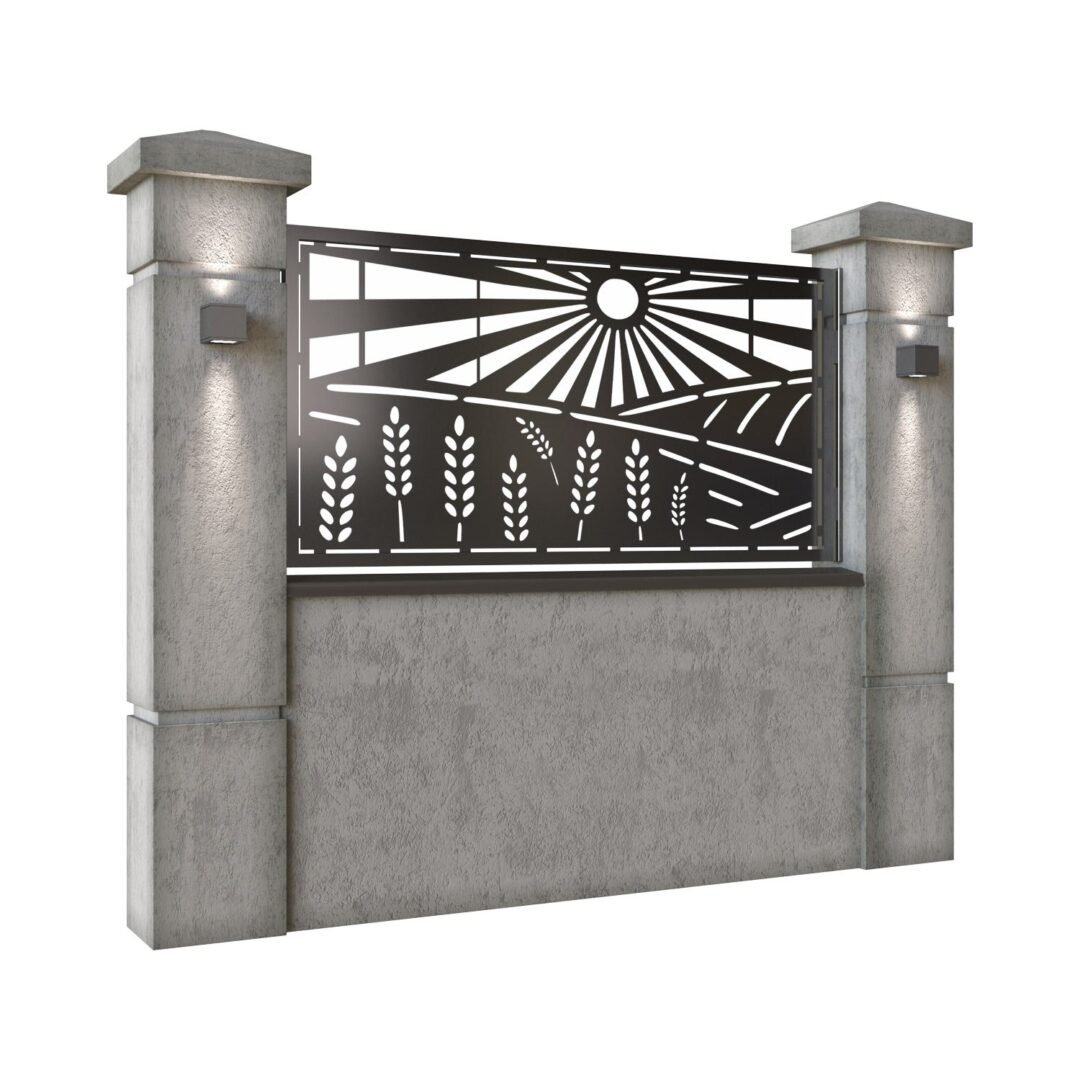 Panou de gard mic din tabla decupata (traforata) CNC cu plasma, model Ferma, SM FRM02, 1940 x 990 mm, Negru - imagine 2