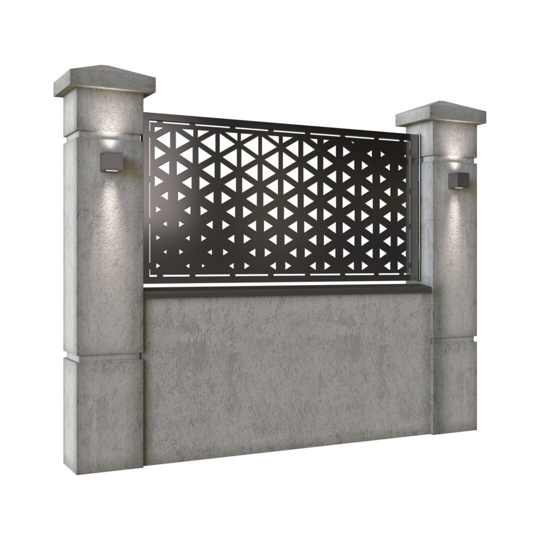 Panou de gard mic din tabla decupata (traforata) CNC cu plasma, model Gradient, SM GDT02, 1940 x 990 mm, Negru - imagine 2