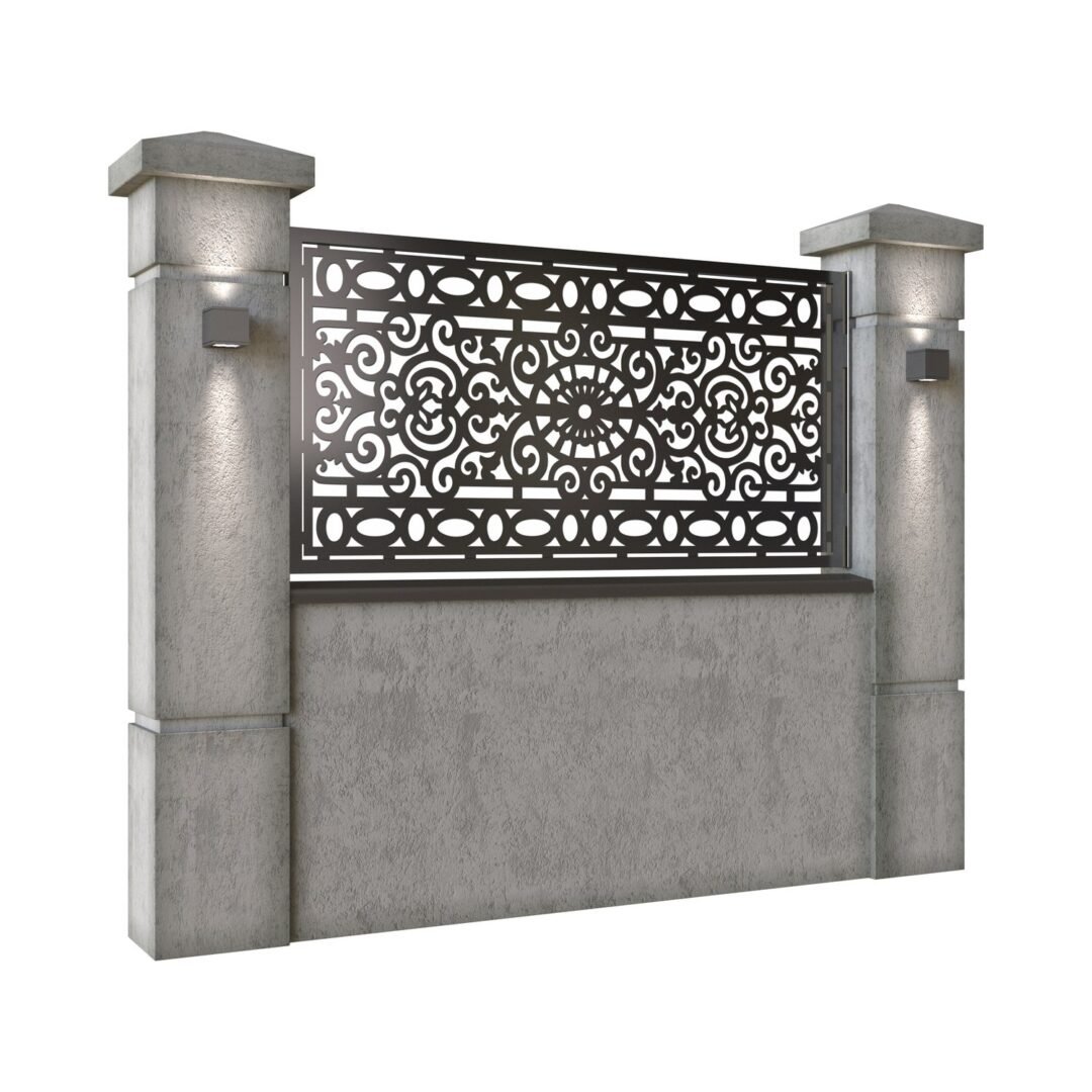 Panou de gard mic din tabla decupata (traforata) CNC cu plasma, model Lux, SM LUX02, 1940 x 990 mm, Negru - imagine 2