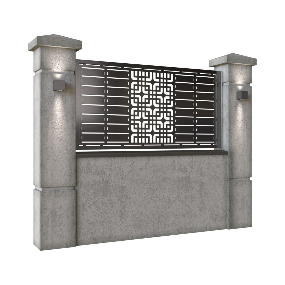Panou de gard mic din tabla decupata (traforata) CNC cu plasma, model Madrid, SM MDR02, 1940 x 990 mm, Negru - imagine 2