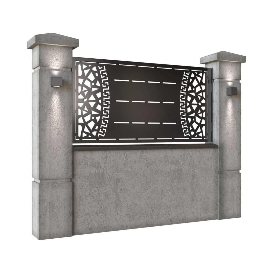 Panou de gard mic din tabla decupata (traforata) CNC cu plasma, model Milano, SM MNL02, 1940 x 990 mm, Negru - imagine 2