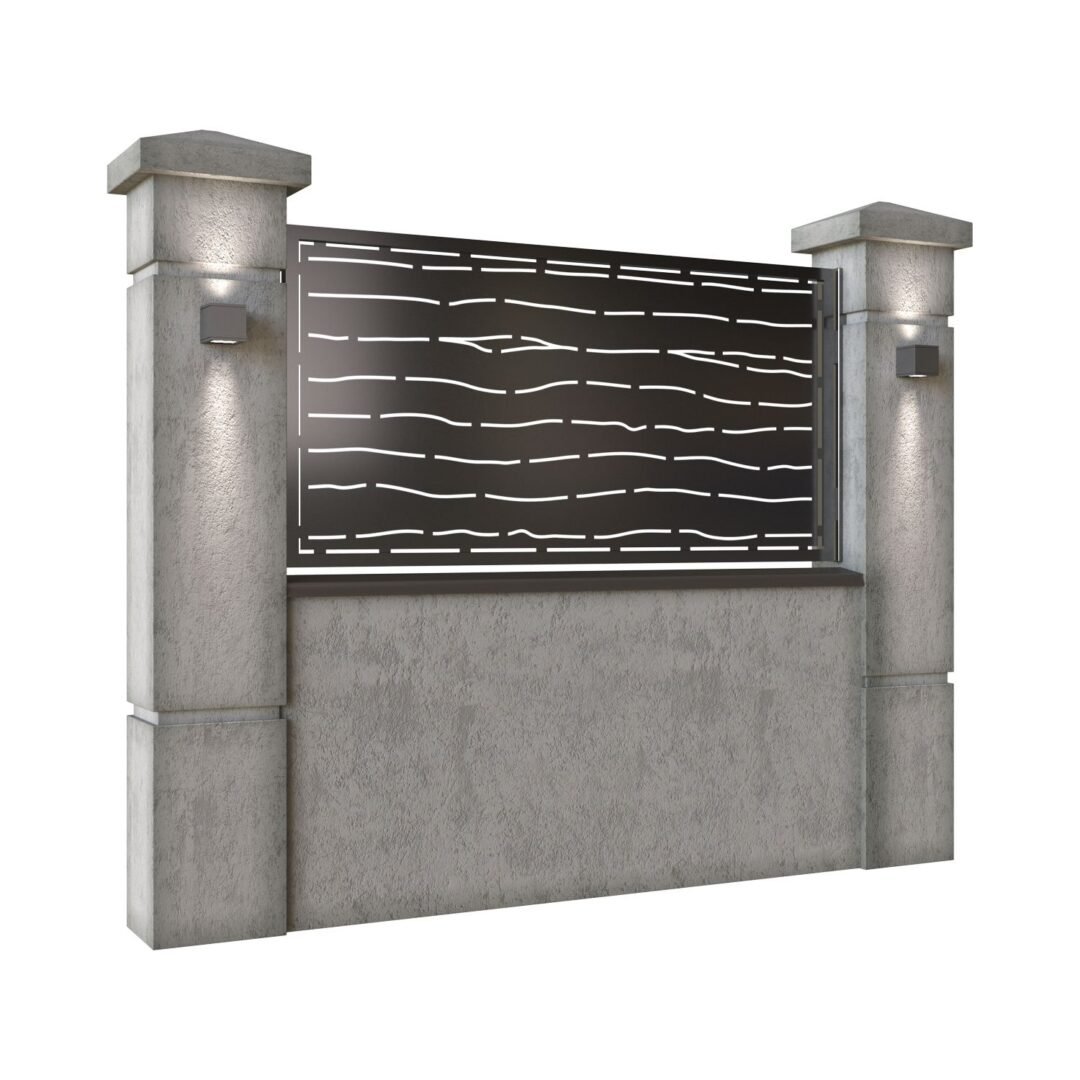 Panou de gard mic din tabla decupata (traforata) CNC cu plasma, model Nairobi, SM NRB02, 1940 x 990 mm, Negru - imagine 2
