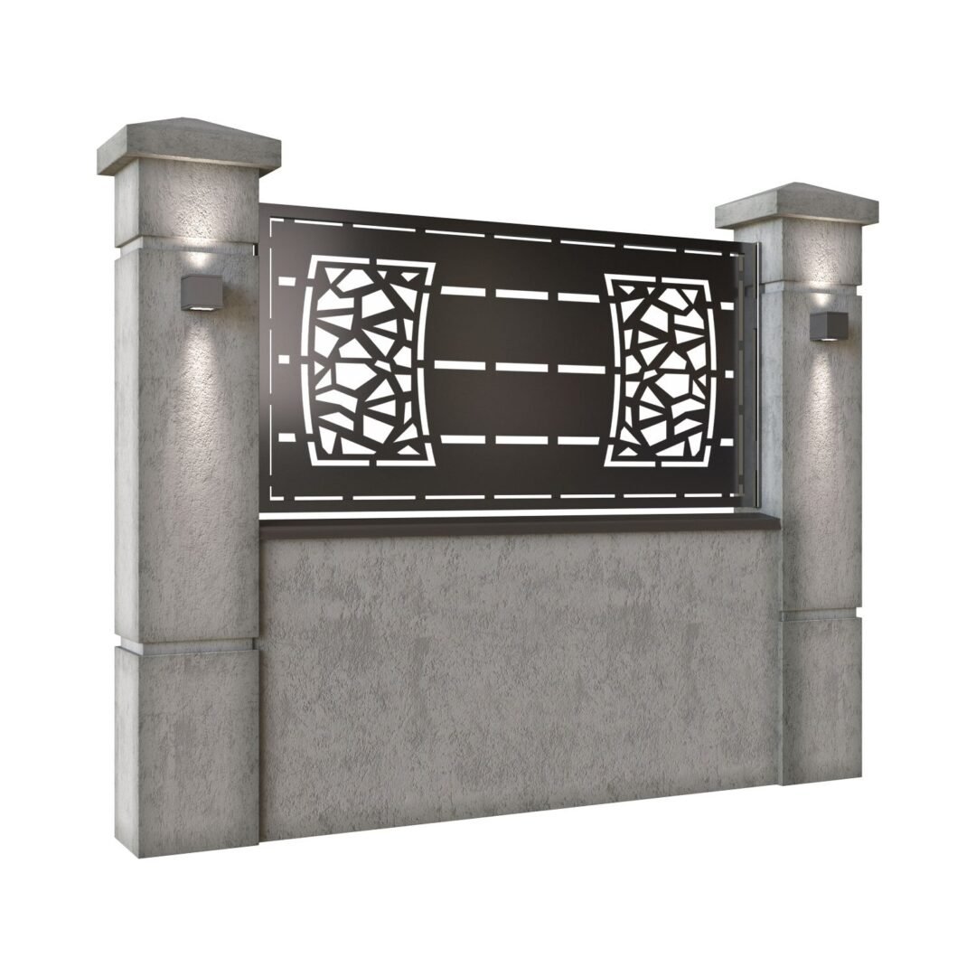 Panou de gard mic din tabla decupata (traforata) CNC cu plasma, model Neo, SM NEO02, 1940 x 990 mm, Negru - imagine 2
