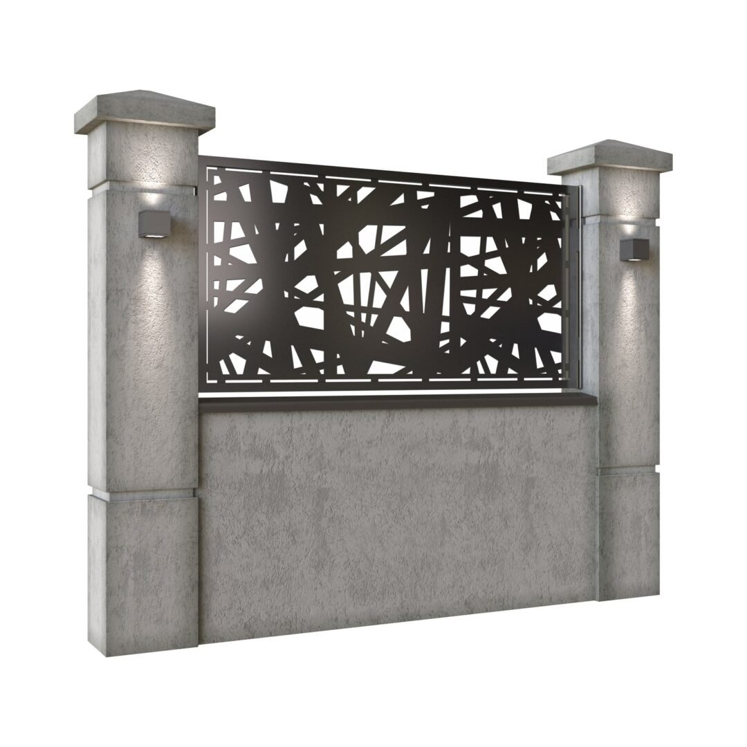 Panou de gard mic din tabla decupata (traforata) CNC cu plasma, model Net, SM NET02, 1940 x 990 mm, Negru - imagine 2
