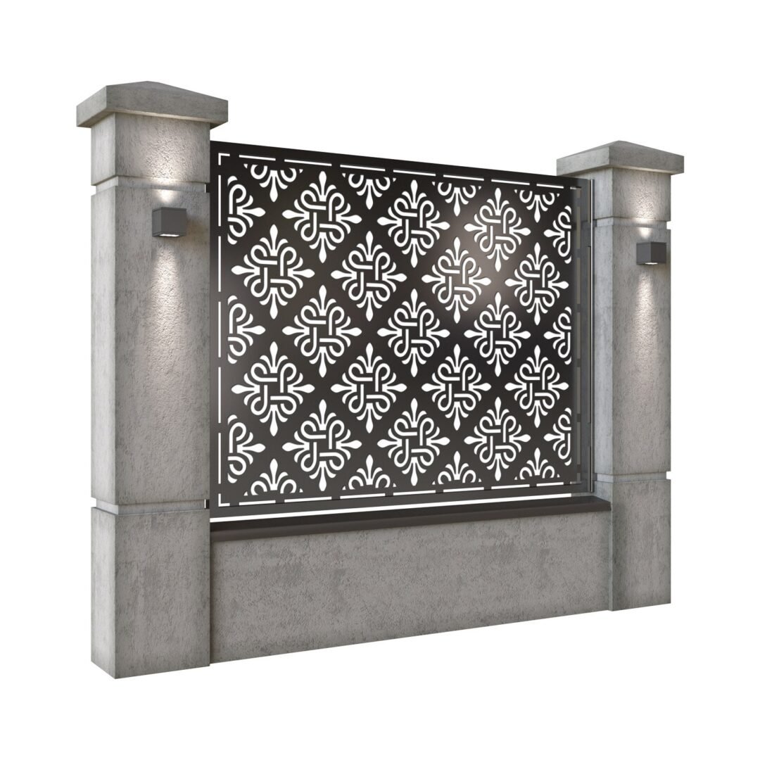 Panou de gard mare din tabla decupata (traforata) CNC cu plasma, model Cairo, SM CIR03, 1940 x 1500 mm, Negru - imagine 2