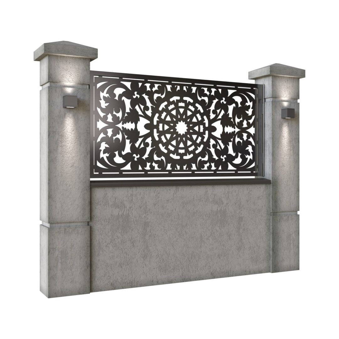 Panou de gard mic din tabla decupata (traforata) CNC cu plasma, model Oman, SM OMN02, 1940 x 990 mm, Negru - imagine 2