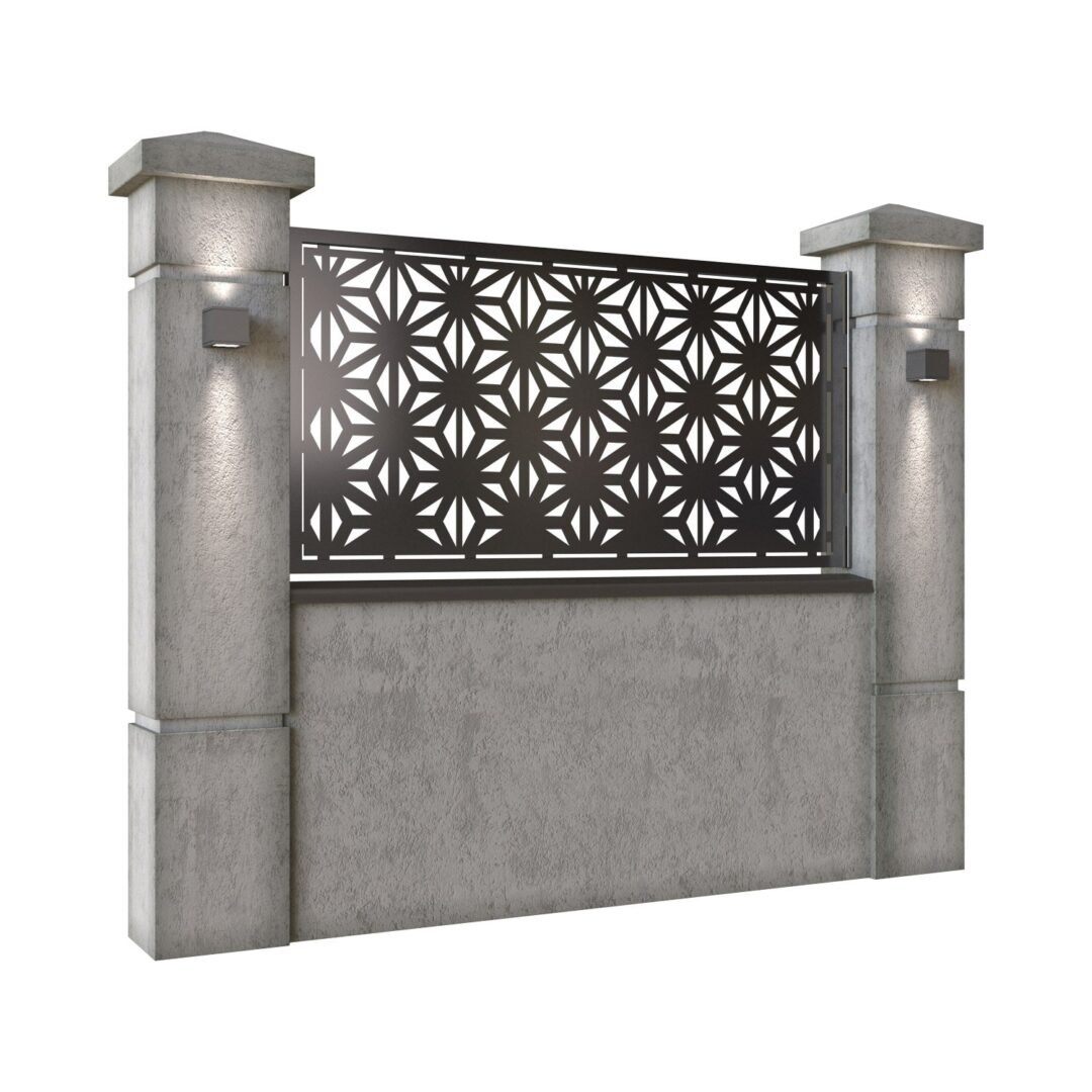Panou de gard mic din tabla decupata (traforata) CNC cu plasma, model Premium, SM PRE02, 1940 x 990 mm, Negru - imagine 2