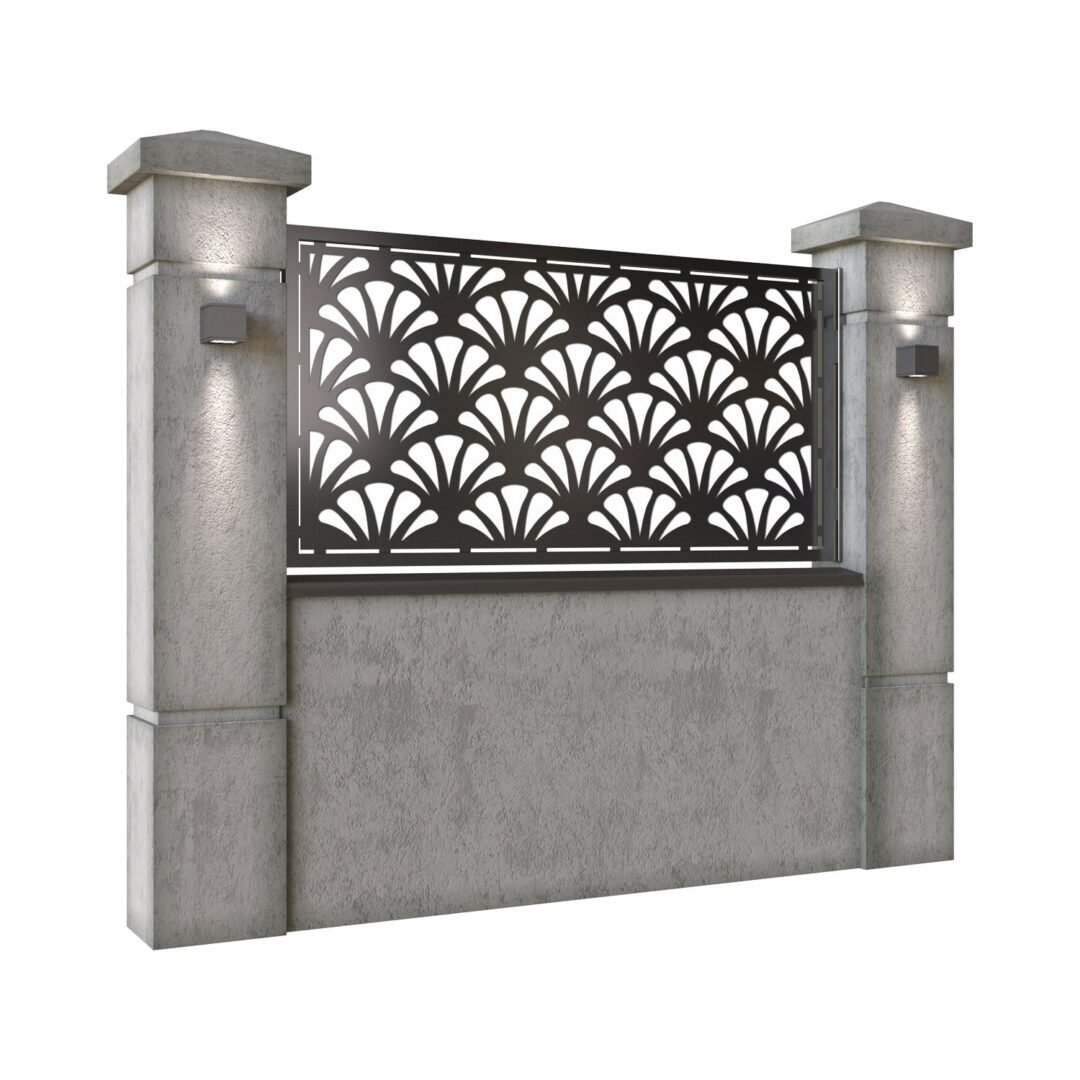 Panou de gard mic din tabla decupata (traforata) CNC cu plasma, model Retro, SM RTR02, 1940 x 990  mm, Negru - imagine 2