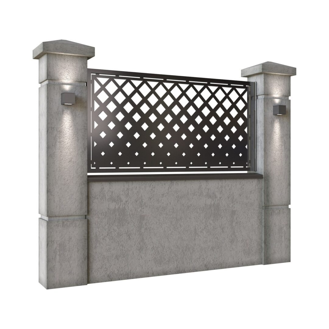 Panou de gard mic din tabla decupata (traforata) CNC cu plasma, model Rumba, SM RMB02, 1940 x 990 mm, Negru - imagine 2