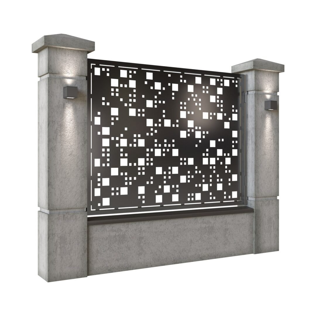 Panou de gard mare din tabla decupata (traforata) CNC cu plasma, model Camuflaj, SM CMF03, 1940 x 1500 mm, Negru - imagine 2