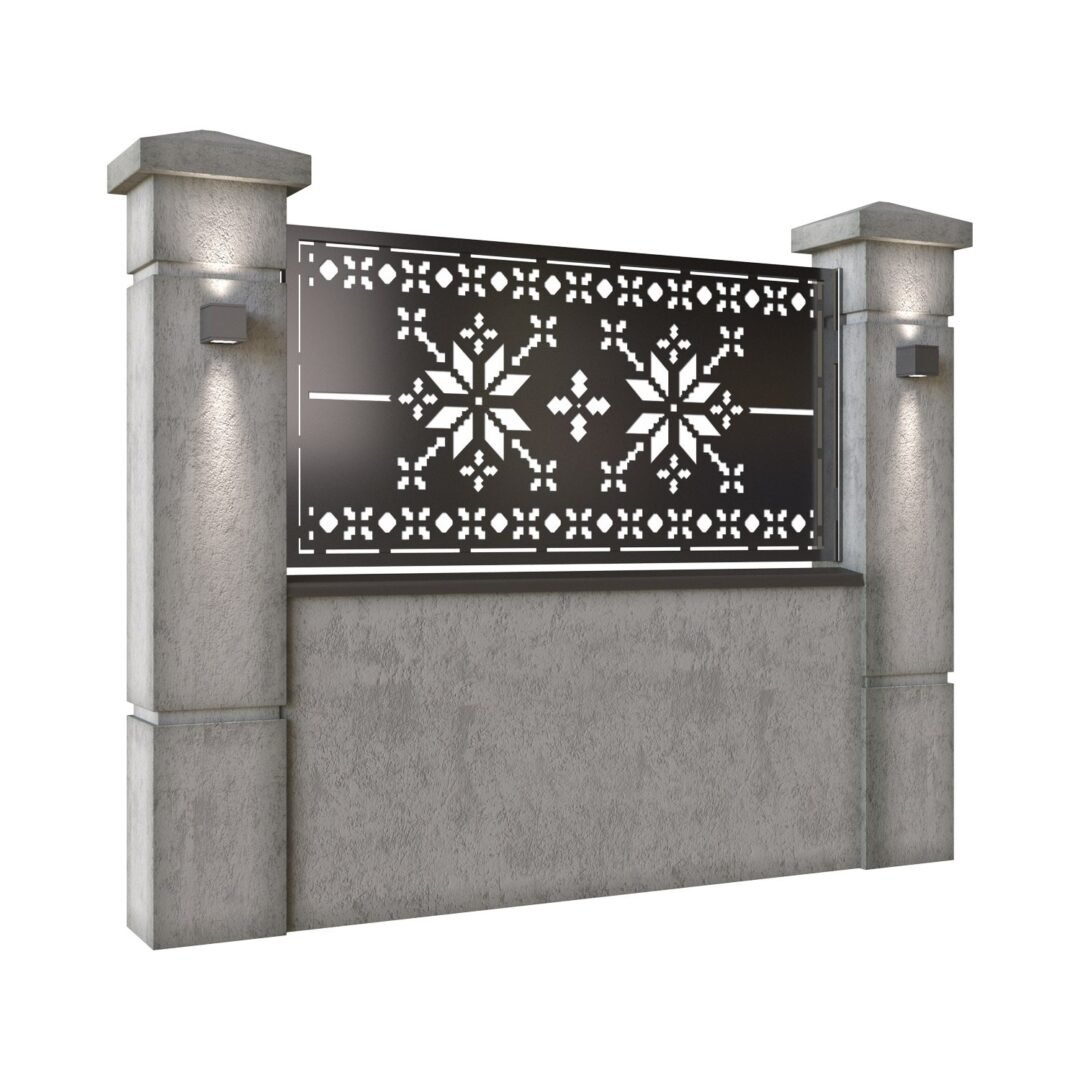Panou de gard mic din tabla decupata (traforata) CNC cu plasma, model Traditional, SM TRD02, 1940 x 990 mm, Negru - imagine 2