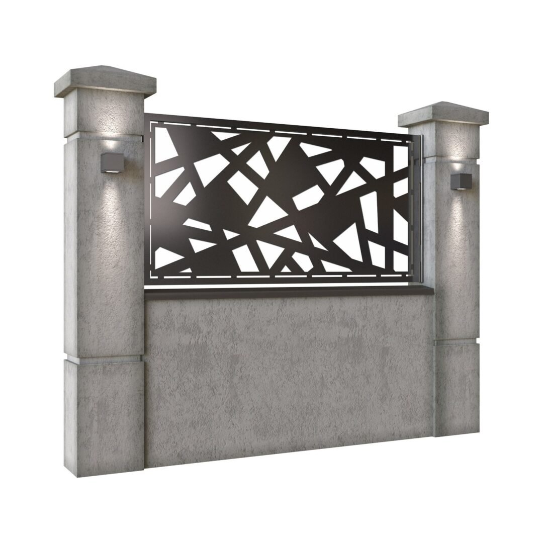Panou de gard mic din tabla decupata (traforata) CNC cu plasma, model Urban, SM URB02, 1940 x 990 mm, Negru - imagine 2