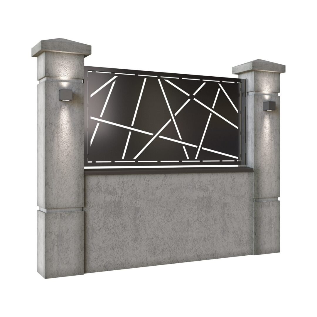 Panou de gard mic din tabla decupata (traforata) CNC cu plasma, model Verona, SM VRN02, 1940 x 990 mm, Negru - imagine 2