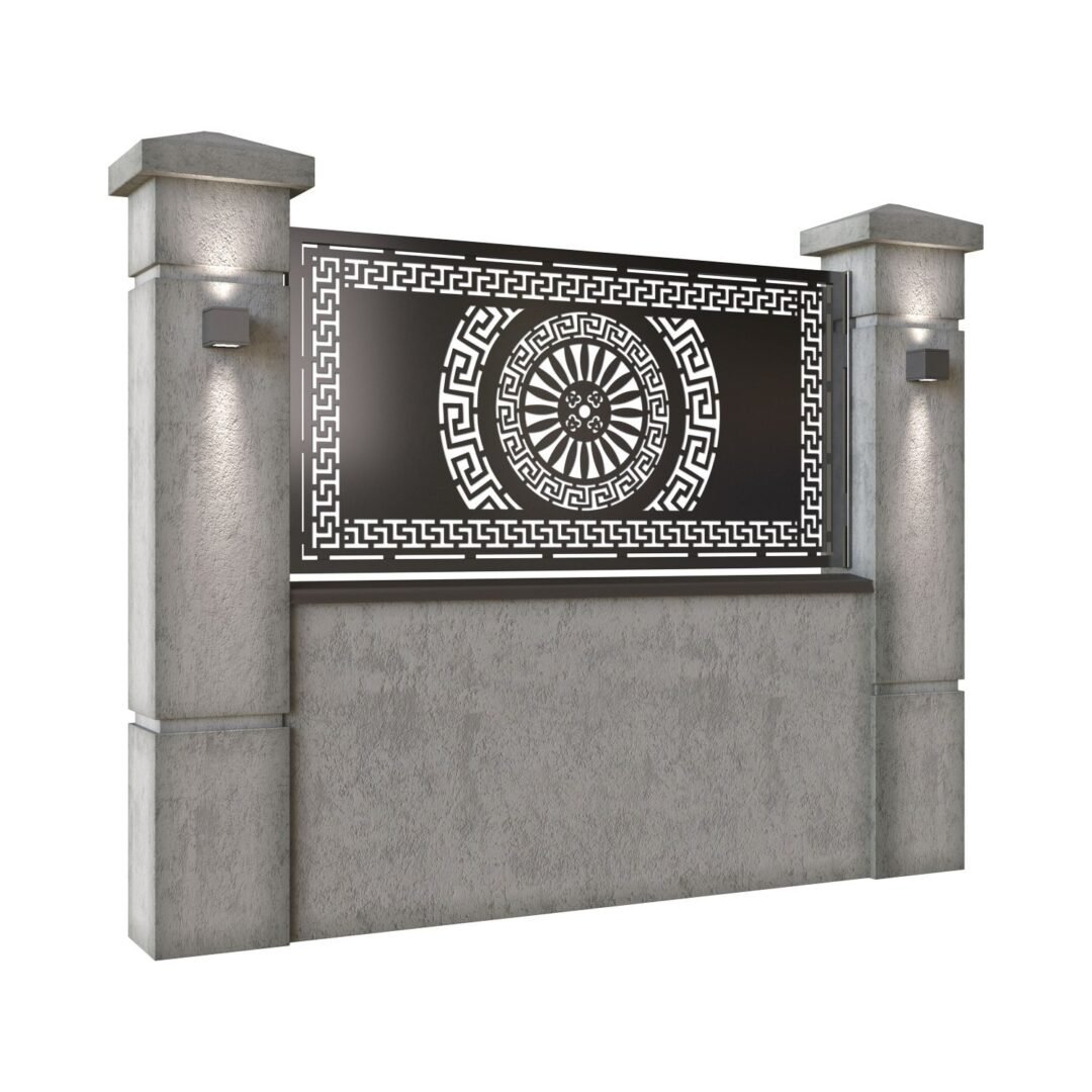 Panou de gard mic din tabla decupata (traforata) CNC cu plasma, model Versus, SM VRSA02, 1940 x 990 mm, Negru - imagine 2