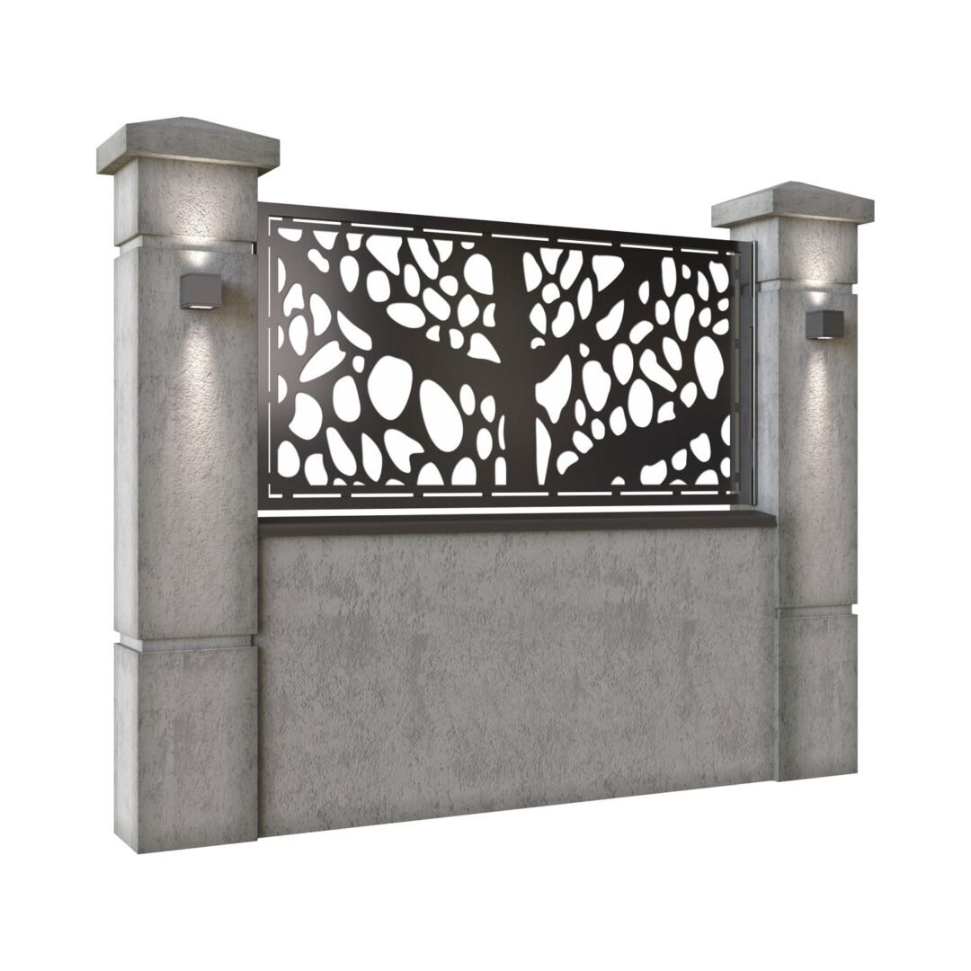 Panou de gard mic din tabla decupata (traforata) CNC cu plasma, model Vogue, SM VOG02, 1940 x 990 mm, Negru - imagine 2