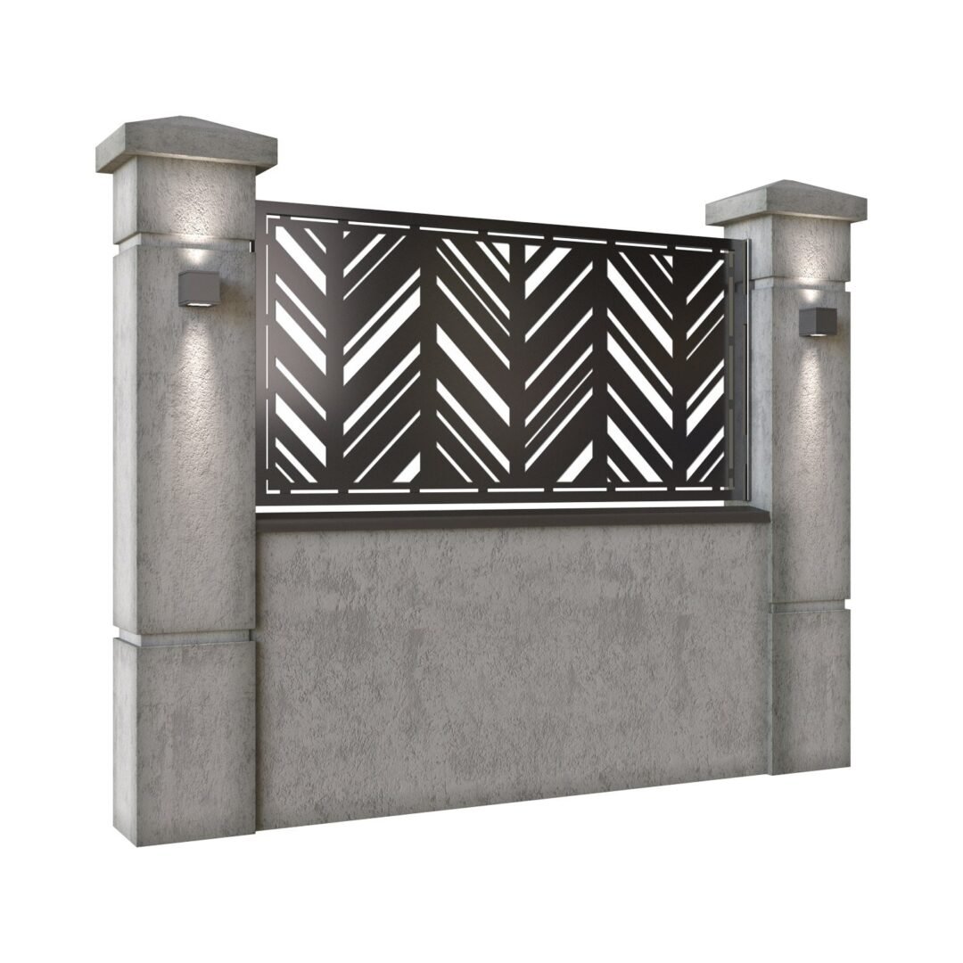 Panou de gard mic din tabla decupata (traforata) CNC cu plasma, model Zig Zag, SM ZZG02, 1940 x 990 mm, Negru - imagine 2