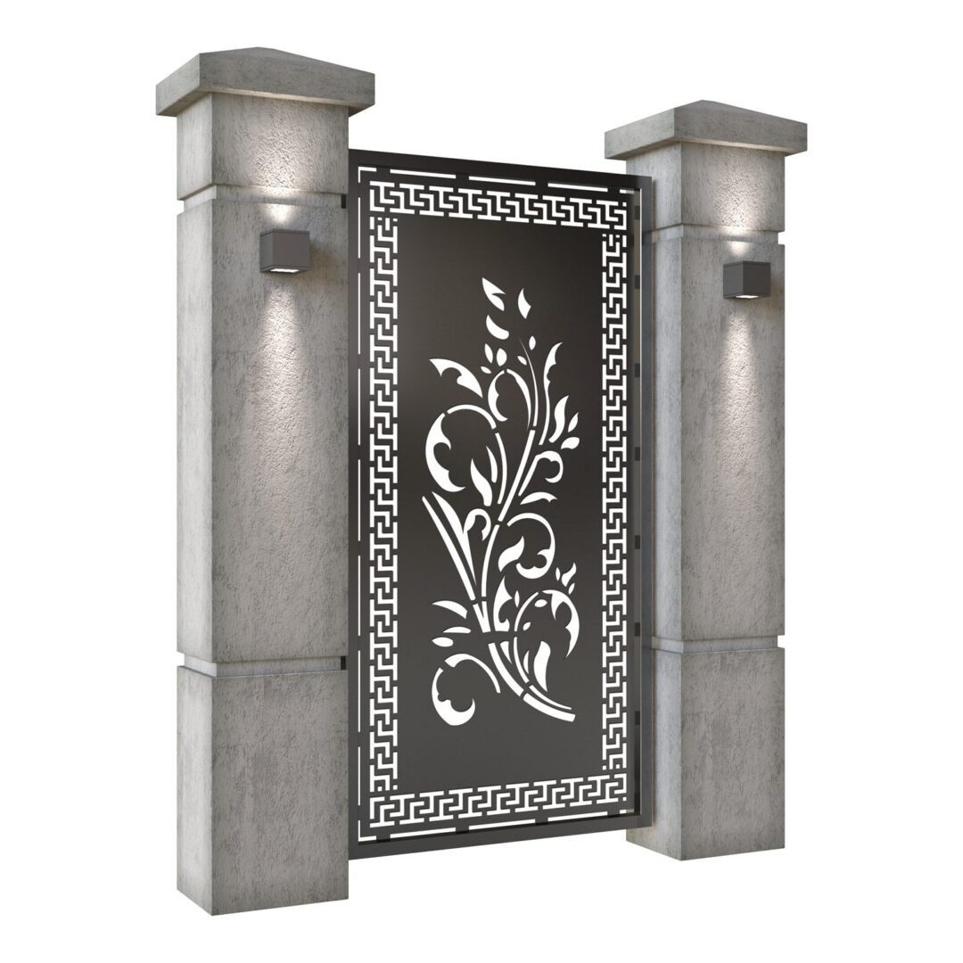Poarta pietonala din tabla decupata (traforata CNC) cu plasma, model Adora, SM ADR01, 990 x 1940 mm, Negru - imagine 2