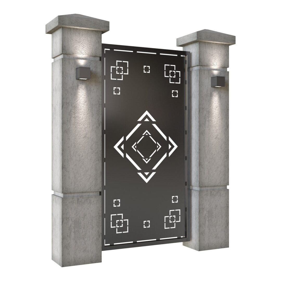 Poarta pietonala din tabla decupata (traforata CNC) cu plasma, model Amalfi, SM AMF01, 990 x 1940 mm, Negru - imagine 2